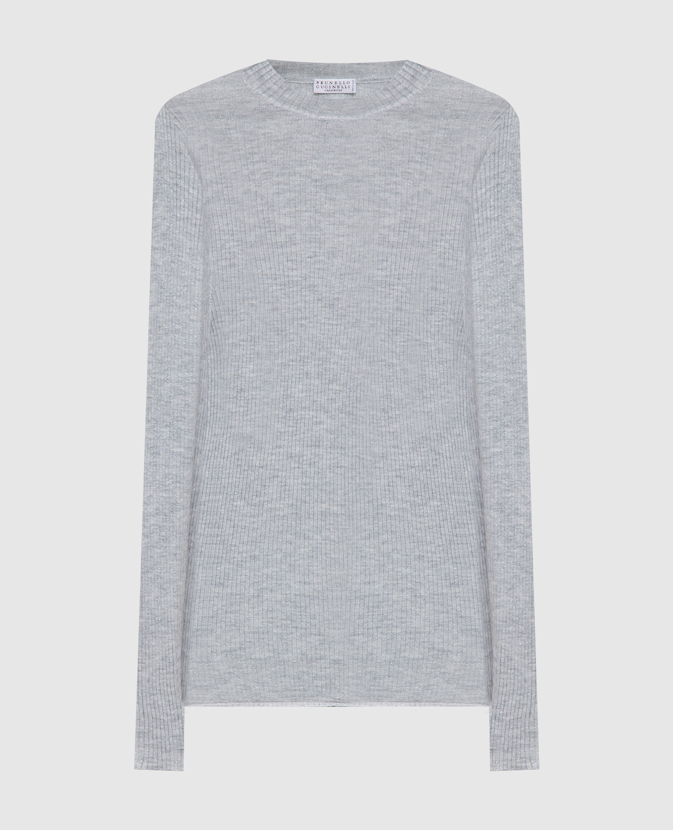 Gray jumper with cashmere and silk with lurex