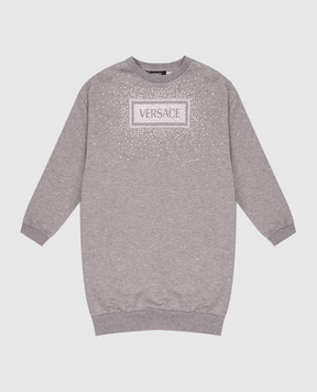 Versace Дитячий сірий меланжевий світшот з кристалами 10003261A11465