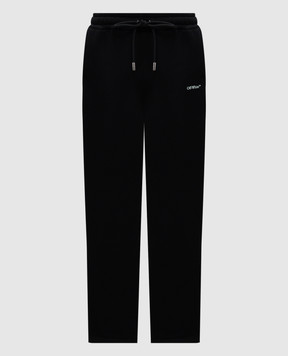 Off-White Черные спортивные брюки с контрастным принтом OMCH054S25FLE003