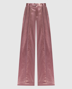 Jacob Lee Розовые брюки клеш из шерсти и шелка с защипами WWP056SS24PP