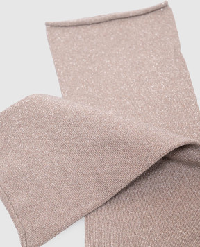 Brunello Cucinelli Коричневі шкарпетки з кашеміром та шовком з люрексом M41945019