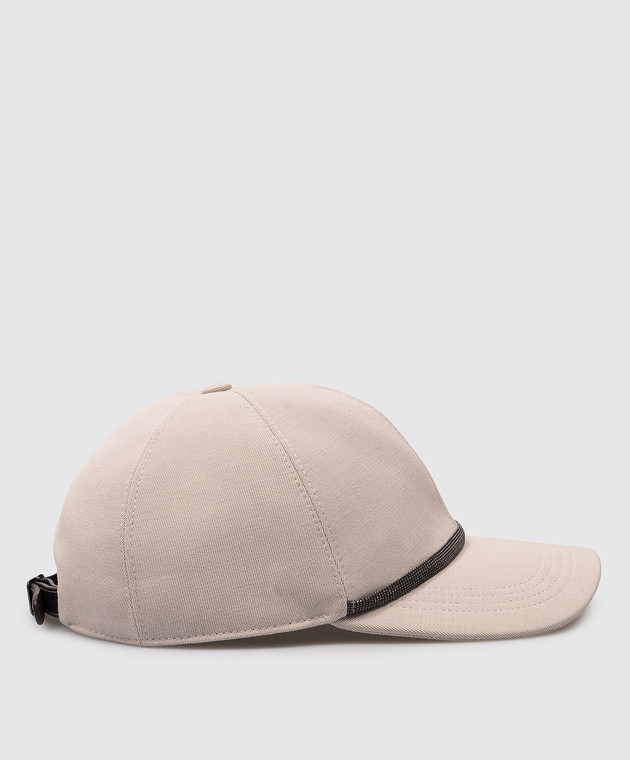 Brunello Cucinelli Бежевая кепка с леном с цепочкой мониль MCAP90078 изображение 3