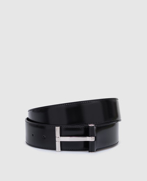 Tom Ford Чорний шкіряний глянцевий ремінь Т TB154LCL052S