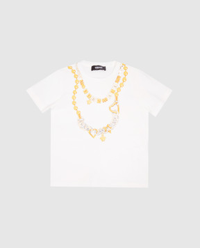 Versace Детская белая футболка с брендовым принтом 10185701A13238