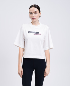Palm Angels Біла футболка з принтом логотипа PWAA079F25JER004