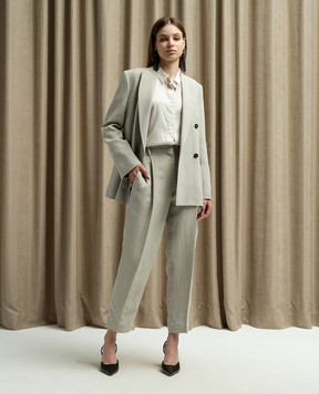 Brunello Cucinelli Серые брюки с леном MH126P8292
