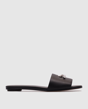 Alexander McQueen Черные кожаные шлепанцы T-Bar 817471WIACT