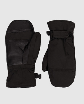 Yves Salomon Enfant Детские черные комбинированные перчатки 23WEA010XXM20W