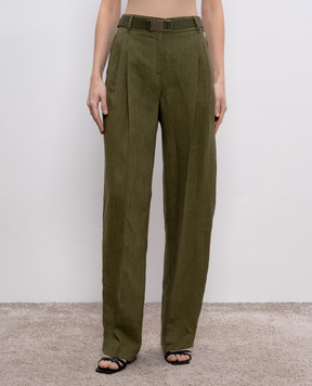 Max Mara Зеленые брюки SIAMESE из льна SIAMESE