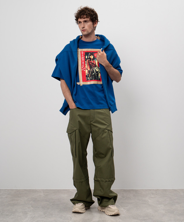 Off-White Синяя футболка с принтом OMAA120F24JER00K изображение 2