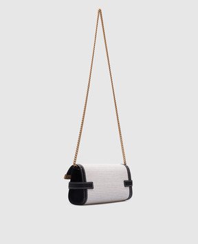 Balmain Біла комбінована сумка Raffia B-Buzz Pouch EN0LE596TRHS