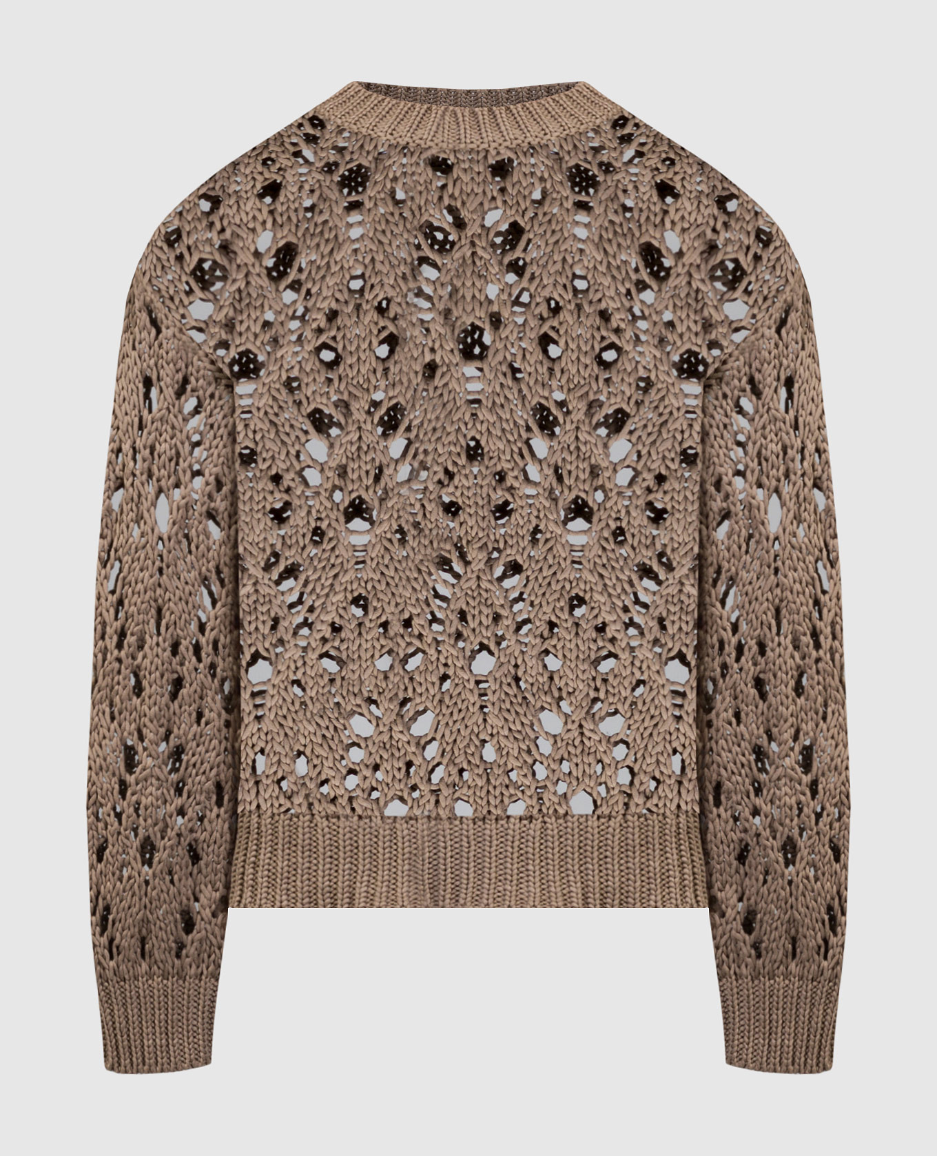 Коричневый ажурный свитер