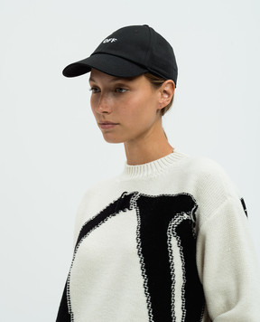 Off-White Чорна кепка з контрастною вишивкою логотипа OWLB045C99FAB003