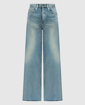 Saint Laurent Блакитні джинси кльош з ефектом потертості 730605YI863