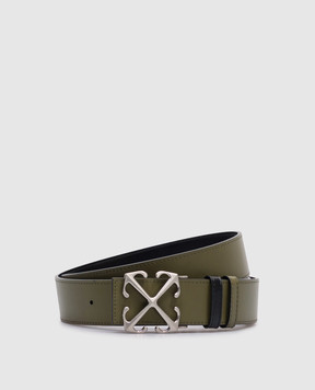 Off-White Двухсторонний кожаный ремень с принтом надписи "Belt" OMRB14AS25LEA001