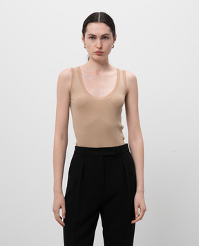 Max Mara Бежевый топ DYSER из шелка и шерсти DYSER