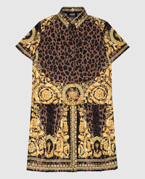 Versace Дитяча коричнева сукня Wild Barocco з плісе 10172031A12582