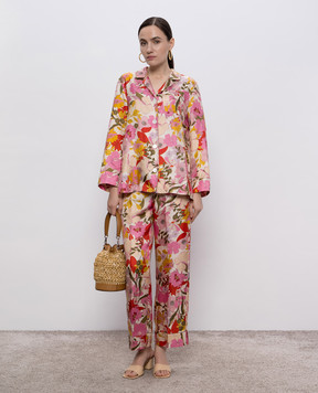 Max Mara Штаны LEDA из шелка в цветочный принт. LEDA