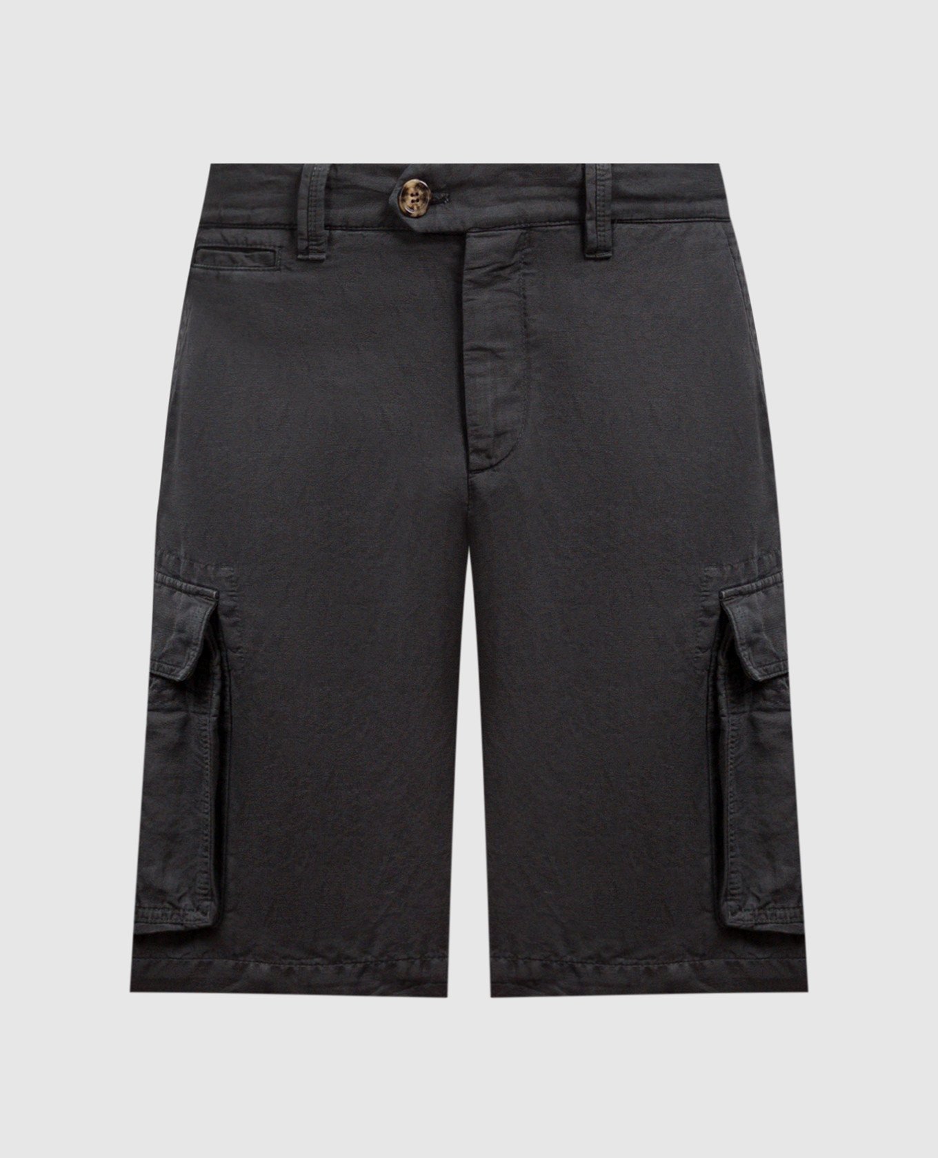 Gray linen cargo shorts