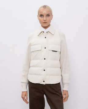 Brunello Cucinelli Белая пуховая куртка с цепочкой мониль MD5997695