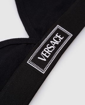 Versace Черный лиф в рубчик с логотипом 10135031A09551
