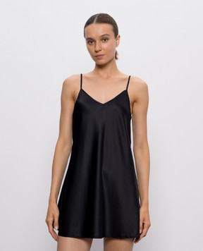 Dore & Rose Черное пижамное платье из шелка PREMIUMSILKSLIPDRESS