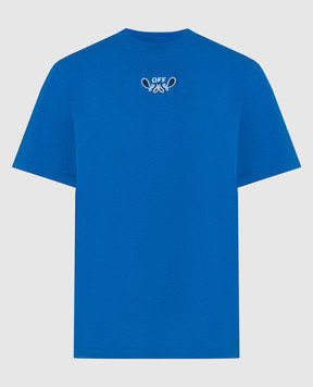 Off-White Голубая футболка с вышивкой Bandana Arrow OMAA027S24JER001