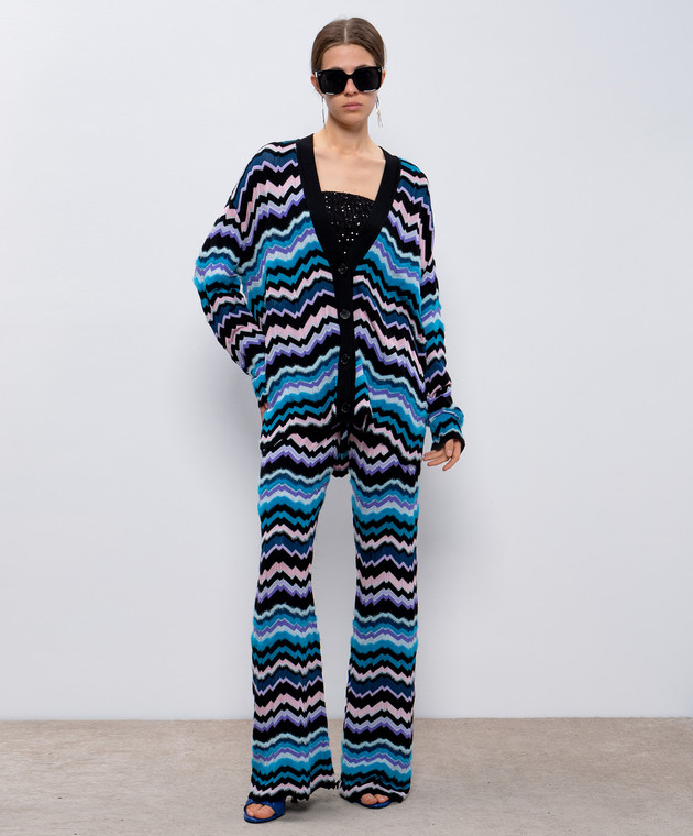 Missoni - Синий кардиган с шерстью в узоре DS24WM02BK036W купить в