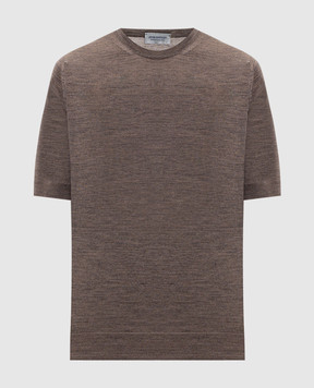 John Smedley Коричневая футболка CERICE из шерсти мериноса CERICE