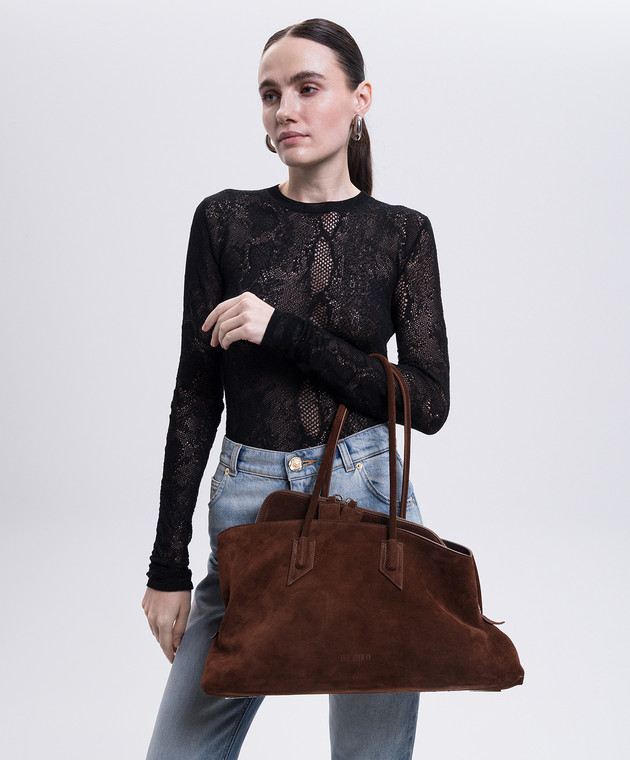 The Attico Коричневая замшевая сумка-тоут La Passeggiata 250WAH00054LBT007AA изображение 2