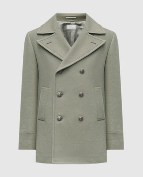Brunello Cucinelli Зелене двобортне пальто з вовни MY4967026K