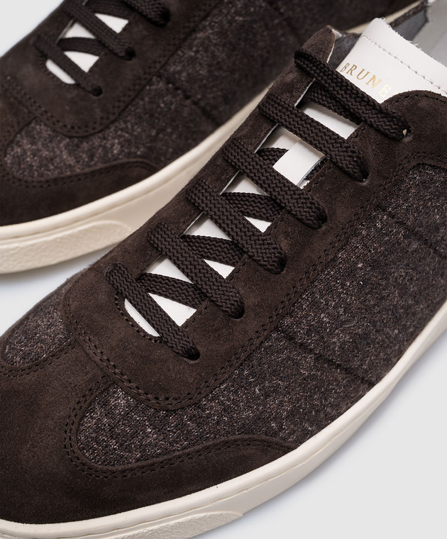 Brunello Cucinelli Коричневые кроссовки с логотипом логотип MZUKVTN286 изображение 5
