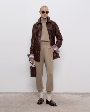 Brunello Cucinelli Бежеві джогери з кашеміру M12709899P