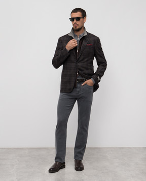 Canali Серое меланжевое поло из шерсти MK01149C0572