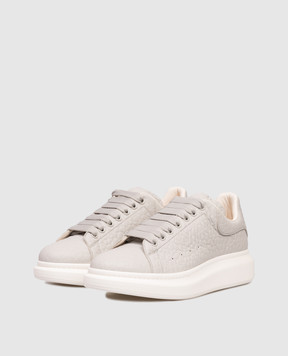 Alexander McQueen Серые кожаные кроссовки с логотипом 807881WHAEG