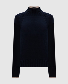 Max Mara Синий свитер MANTOVA из шерсти и кашемира MANTOVA