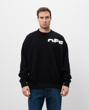 Off-White Черный свитшот с принтом логотипа OMBA054S25FLE003