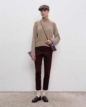 Brunello Cucinelli Бордові штани з ланцюжком моніль MP126P8703