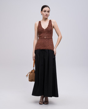 Twinset Коричневий топ з люрексом 251TT3195
