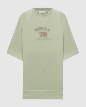 Brunello Cucinelli Зелена футболка з вишивкою MD869VE510