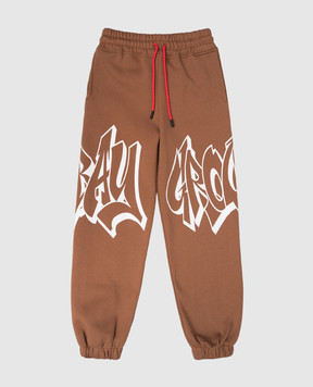 Sprayground Детские коричневые утепленные джоггеры Graffiti SPY1326GBRW