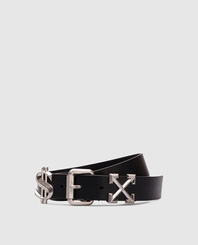 Off-White Черный кожаный ремень с логотипом OMRB14CC99LEA001