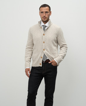 Brunello Cucinelli Бежевый кардиган с шерстью и кашемиром M26504706