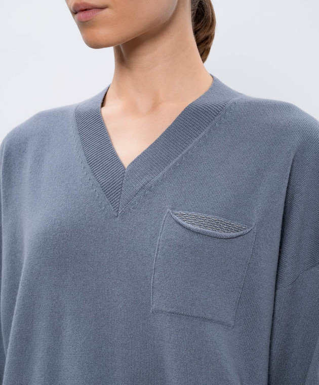 Peserico Серый пуловер из шерсти, шелка и кашемира S99603F12B9018 изображение 5