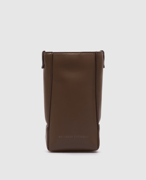 Brunello Cucinelli Коричнева шкіряна сумка-міні з ланцюжком моніль MWTKD2739P