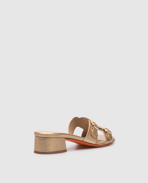 Santoni Золотистые кожаные шлепанцы WHVC70987HA2TLLX