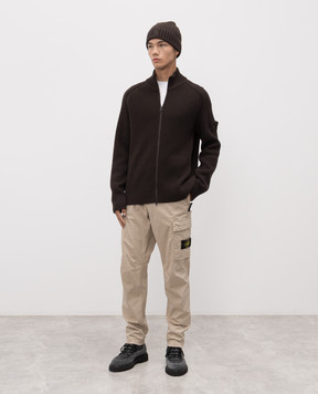 Stone Island Коричневий кардиган з вовни з логотипом K2S155100083S00FG