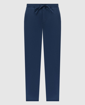 Canali Синие брюки из льна и шерсти AE02571U7003
