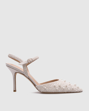 Stuart Weitzman Білі слінгбеки BLISS з намистинами SI822