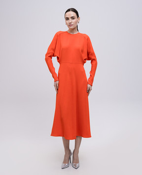 Victoria Beckham Оранжевое платье миди с шерстью 1225WDR005231C